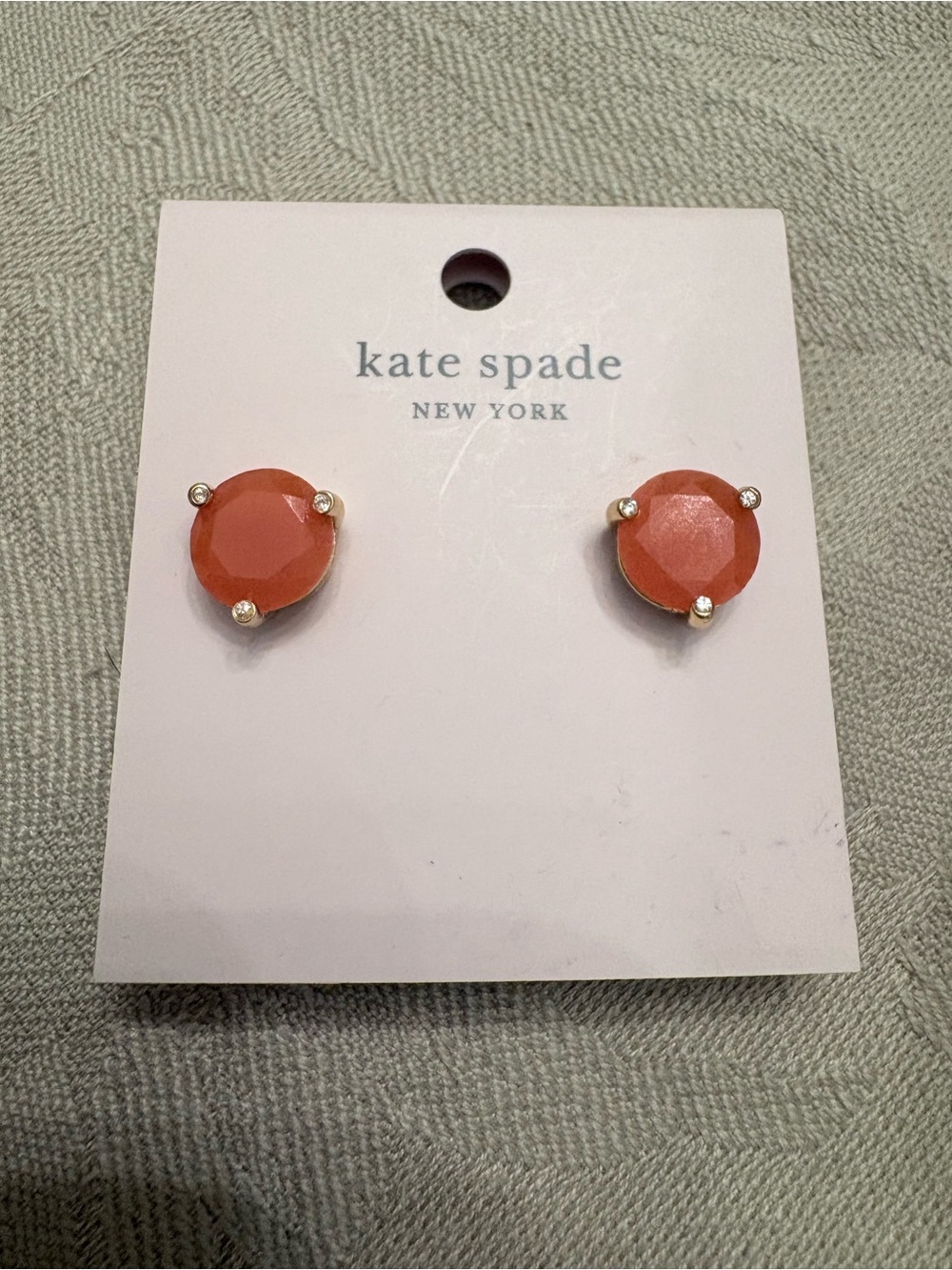 Kate Spade Rise and Shine Coral Round Stud Earrings in Gold-Tone - NWT
